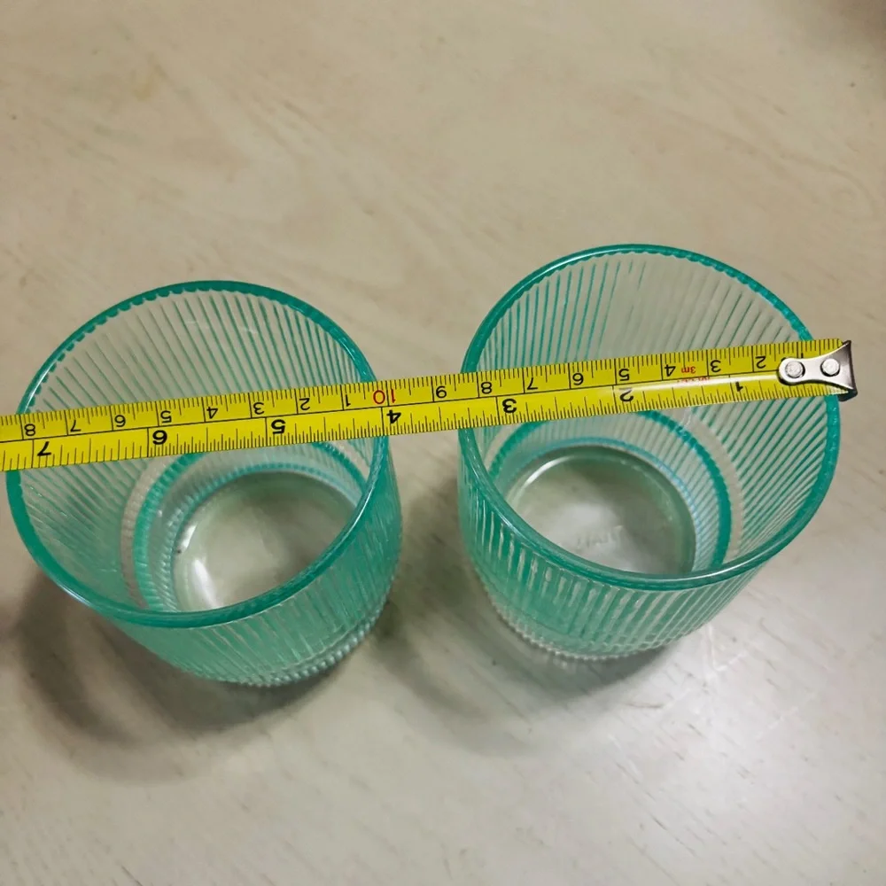 Jonathan Adler Ribbed Biba Drinking Glasses Set of 2 Clear AQUAMARINE